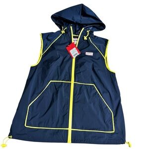 Hunter for Target Navy Blue Hooded Rain Vest with Yellow Trim